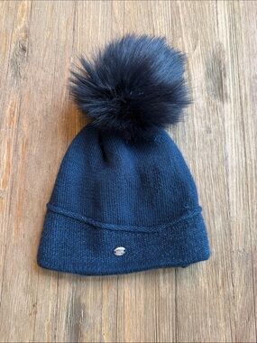 Pikeur Women’s Navy Pom Beanie - Cozy Knit Winter Hat